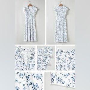 Joie Blue and White Floral Midi Dress